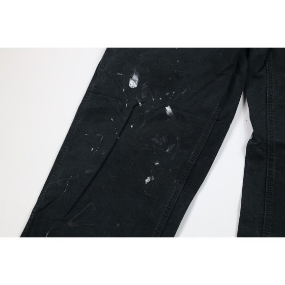 Vintage Carhartt Mens 36x32 Thrashed Wide Leg Dungaree Fit Canvas Pants Black - Picture 5 of 12